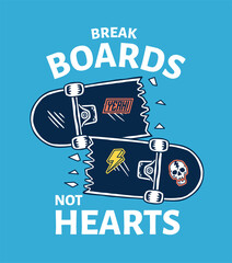 Broken skateboard vector illustration for t-shirt prints, posters and other uses. © cddesign.co