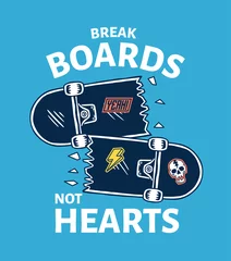 Foto op Canvas Broken skateboard vector illustration for t-shirt prints, posters and other uses. © cddesign.co
