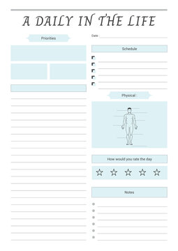 A Daily in the life planner Sheet.