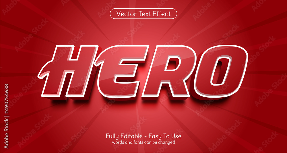Poster three dimension text hero editable style effect template