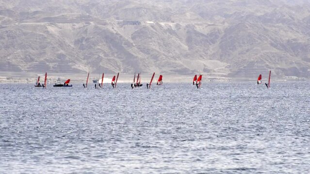 Water sport activities near Eilat - famous tourist resort located on the Red Sea