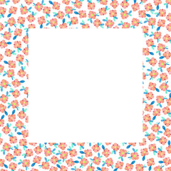 tiny orange flowers square frame