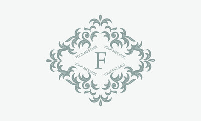 Exquisite floral logo with calligraphic letter F. Business sign, identity monogram for restaurant, boutique, hotel, heraldic, jewelry.