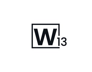 Obraz premium W13, 13W Initial letter logo