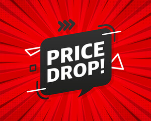 Advertising with flat price drop for banner design. Vector background. Sale banner. Mega sale. Price tag