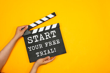movie clapper with Start your free trial! 