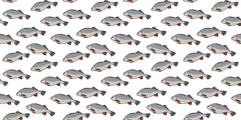 Fish seamless pattern. Flat vector illustration