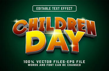 children day 3d cartoon text effect premium vectors