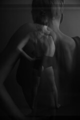 Naklejka premium Double multi-exposure, art portrait of woman