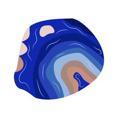 Sodalite stone. Crystal blue color. Gemstone magic. Bright and shiny. Colorful vector isolated illustration hand drawn. Icon single element