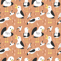 FLAT SEAGULL BIRD PATTERN DESIGN.