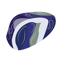 Sodalite stone. Crystal blue color. Gemstone magic. Bright and shiny. Colorful vector isolated illustration hand drawn. Icon single element. Palm stone