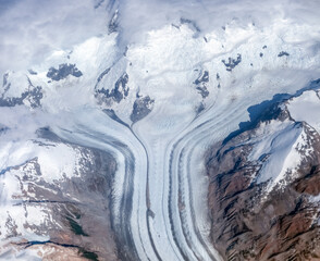 Dramatic aerial view of the glaciers of the Patagonia, Southern Chile