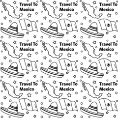 Travel to Mexico doodle seamless pattern vector design