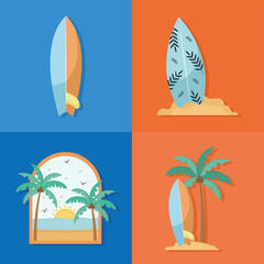 Fototapeta na wymiar four surf illustrations