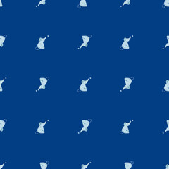 Cute elephant with butterfly seamless pattern. Funny childish tracery in doodle style.