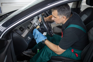 Fototapeta na wymiar Car detailing service deep interior cleaning.