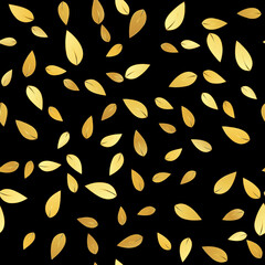 Golden Leaves Seamless Pattern Background Illustration