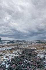 Obraz premium a Clouds over volcano slope
