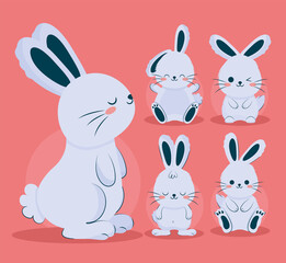 five blue bunnies