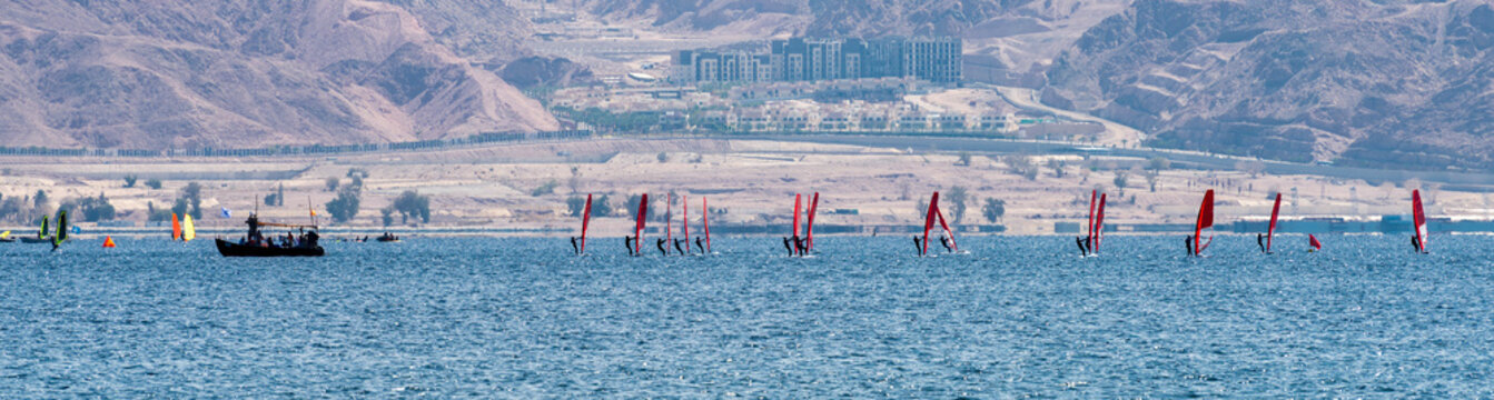 Water sport and recreation activities on the Red Sea near  Eilat - popular resort and recreational Israeli city