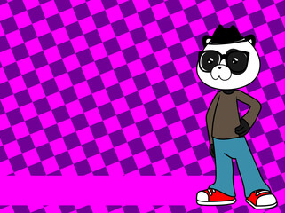 young teen panda bear cartoon hipster style background illustration in vector format