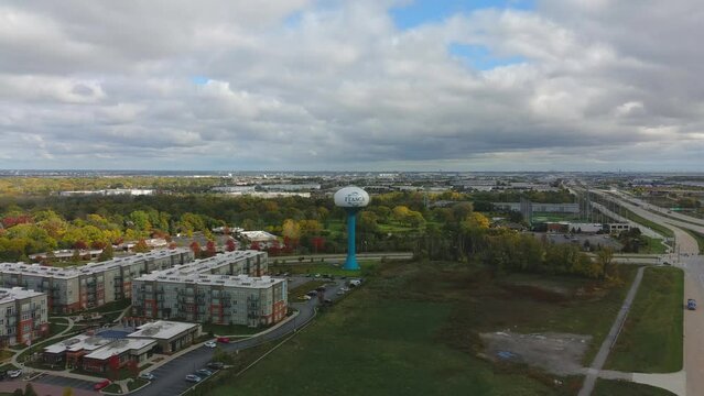 Aerial View of a Water Tower in Itasca, IL