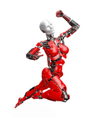 amazing robot is jumping like a hero