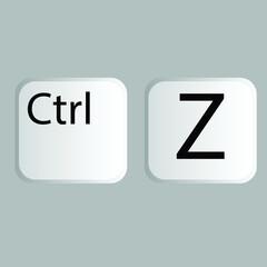 CTRL and  Z, Undo  Ctrl z shortcut button and undo or backward keyboard. concept of control keypad background. isolated on white background. vector, illustration, image, template.
