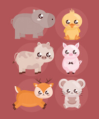 six baby animals