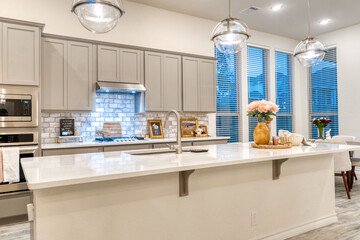 Luxury white twilight kitchen  - Powered by Adobe