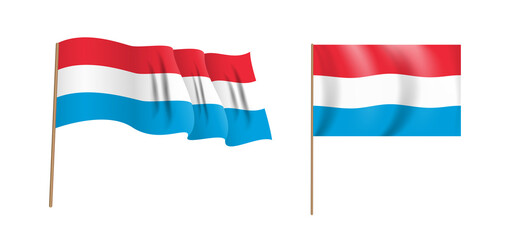 colorful naturalistic waving Luxembourg flag. Illustration