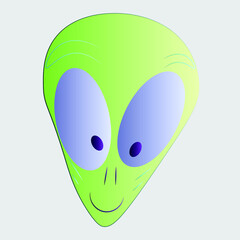 Green alien face emoji icon.  symbol line art Extraterrestrial humanoid head icon vector illustration image