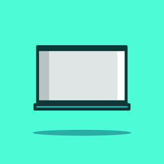 Laptop icon flat design vector. Colorful logo with soft background. 