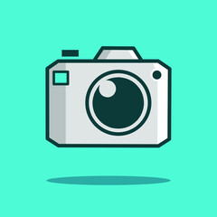 Camera icon flat design vector. Colorful logo with soft background.
