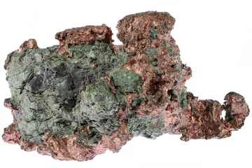 Foto op Plexiglas native copper from Caledonia Mine, Michigan isolated on white background © Björn Wylezich