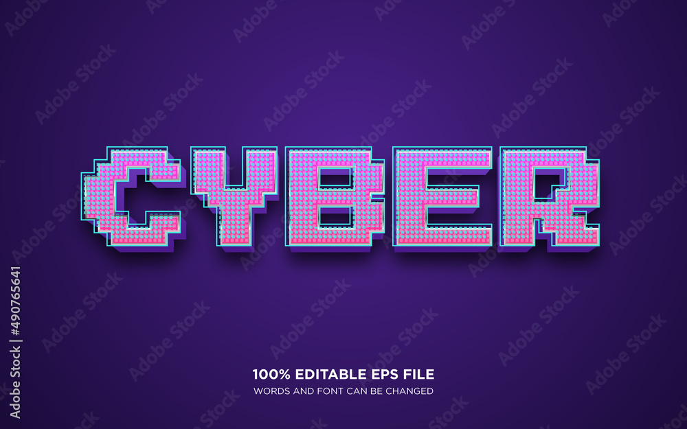 Poster cyber 3d editable text style effect