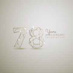 78 years anniversary logotype with gold wireframe low poly style. Vector Template Design Illustration.