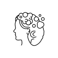 Woman hair wash color line icon. Beauty industry. Hairdresser service.