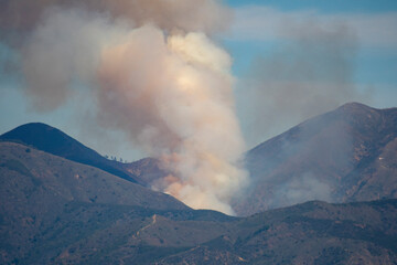 Wild fire in hills of Orange County, California