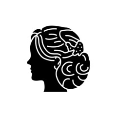 Woman bridal hairstyle color line icon. Beauty industry. Hairdresser service.