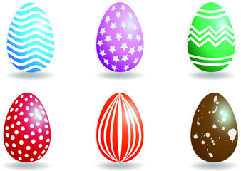 Vector set of colorful Easter eggs with different patterns on them