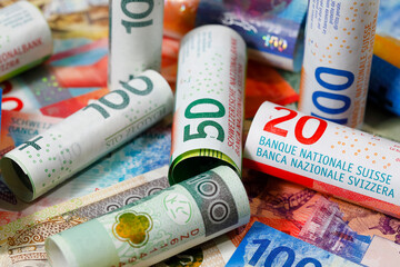 The banknotes, PLN and CHF currencies