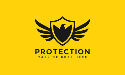Wings Protection With Shield Logo Design Template