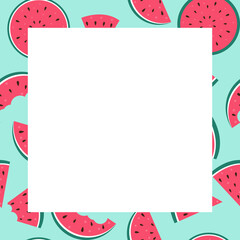 Summer Sale concept Background. Watermelons. Illustration . Square Template for social networks and messengers on white background.