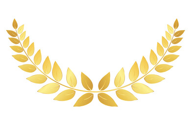 Golden Laurel wreath isolated on white background. Illustration