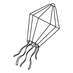 Festive flying lantern icon on white background. Illustration.