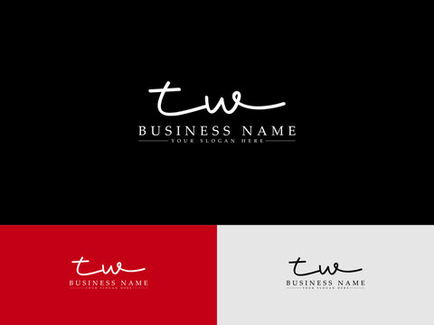 Handwritten TW t&w Abstract initial logo, Signature tw Logo for brush cosmetics nature boutique floral business