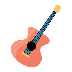festive guitar for the holiday on white background. Illustration