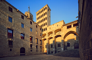 Barcelona Gothic Quarter gotycka dzielnica kataloński gotyk wieża Mirador del Rei Martí na Plaça del Rei